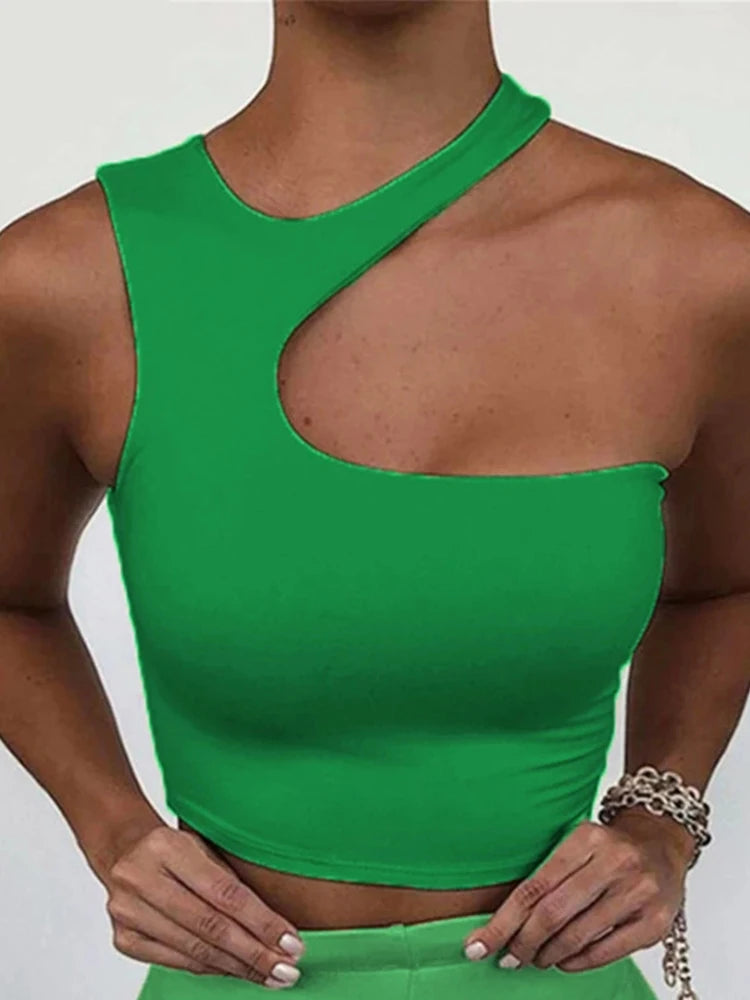 Schulterfreies Crop Top – Stylisches, figurbetontes Tanktop mit Cut-Out-Design für einen modernen Look