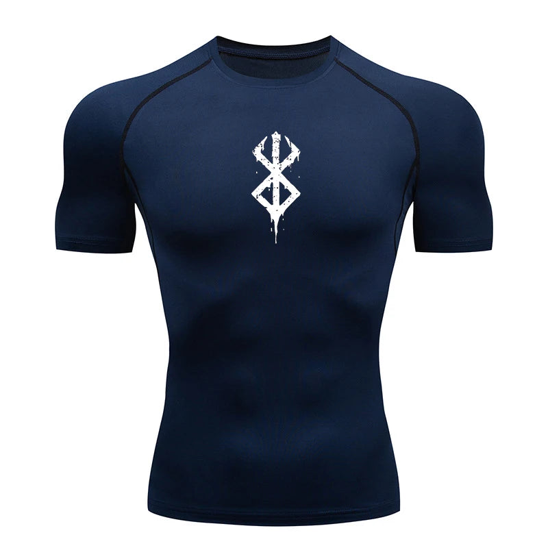 Kompressionsshirt mit Print und kurzen Ärmeln – schnelltrocknend, atmungsaktiv und perfekt für Gym, Training oder als Baselayer.