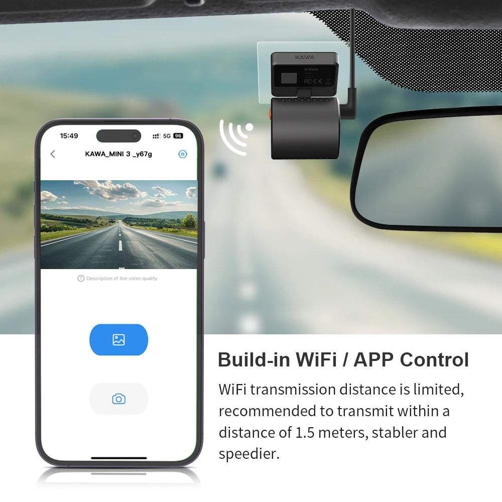 KAWA MINI 3 Dashcam mit 2K-Auflösung, Nachtsicht, Sprachsteuerung & WLAN – kompakt, smart und ideal für sicheres Fahren.