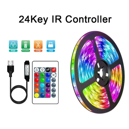 USB-RGB-LED-Streifen mit App-Steuerung – flexibel, farbwechselnd und ideal für stimmungsvolle Raum- oder TV-Hintergrundbeleuchtung.