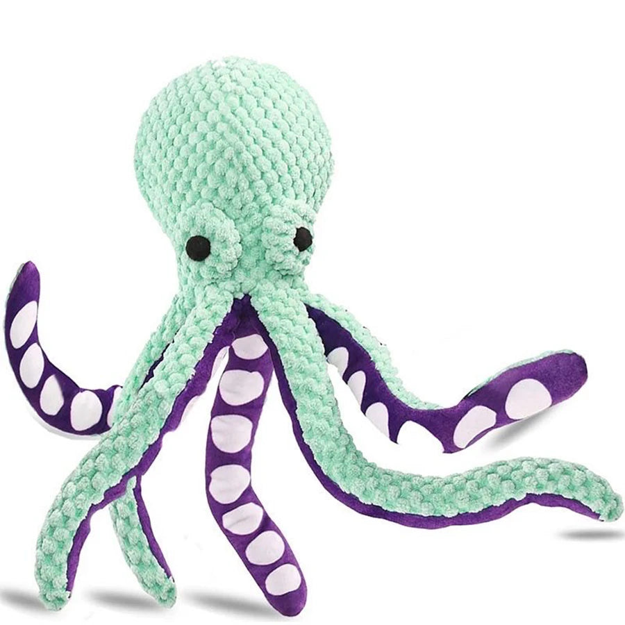 Plüsch-Oktopus Hundespielzeug mit Geräuschfunktion – robust, interaktiv und ideal als Spiel- und Kuschelpartner gegen Langeweile.