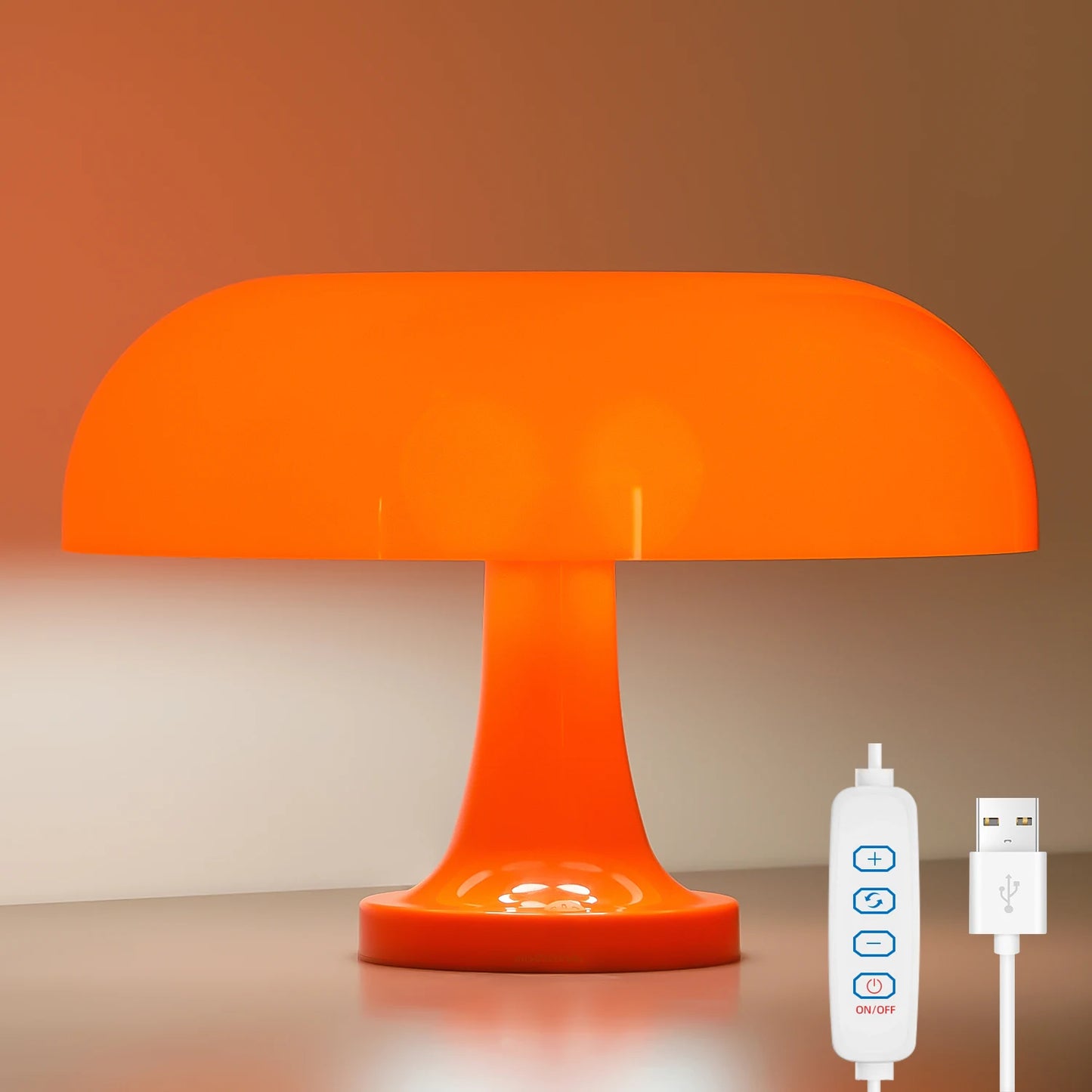 Pilz-Tischlampe im Bauhaus-Stil – modernes Design mit Farb-Highlight, ideal als Deko oder fürs Schlafzimmer.