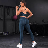 Nahtloses Yoga-Set – 2-teiliges Sport-Outfit mit High-Waist-Leggings für Fitness und Training