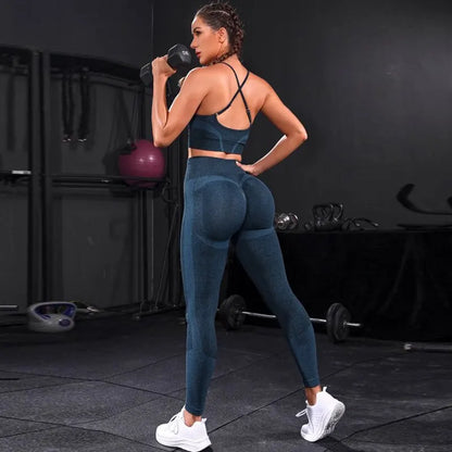 Nahtloses Yoga-Set – 2-teiliges Sport-Outfit mit High-Waist-Leggings für Fitness und Training