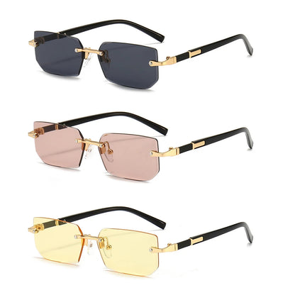 Modische randlose Rechteck-Sonnenbrille – unisex, leicht & stylisch, ideal für Sommer, Reisen oder trendige Alltagslooks.