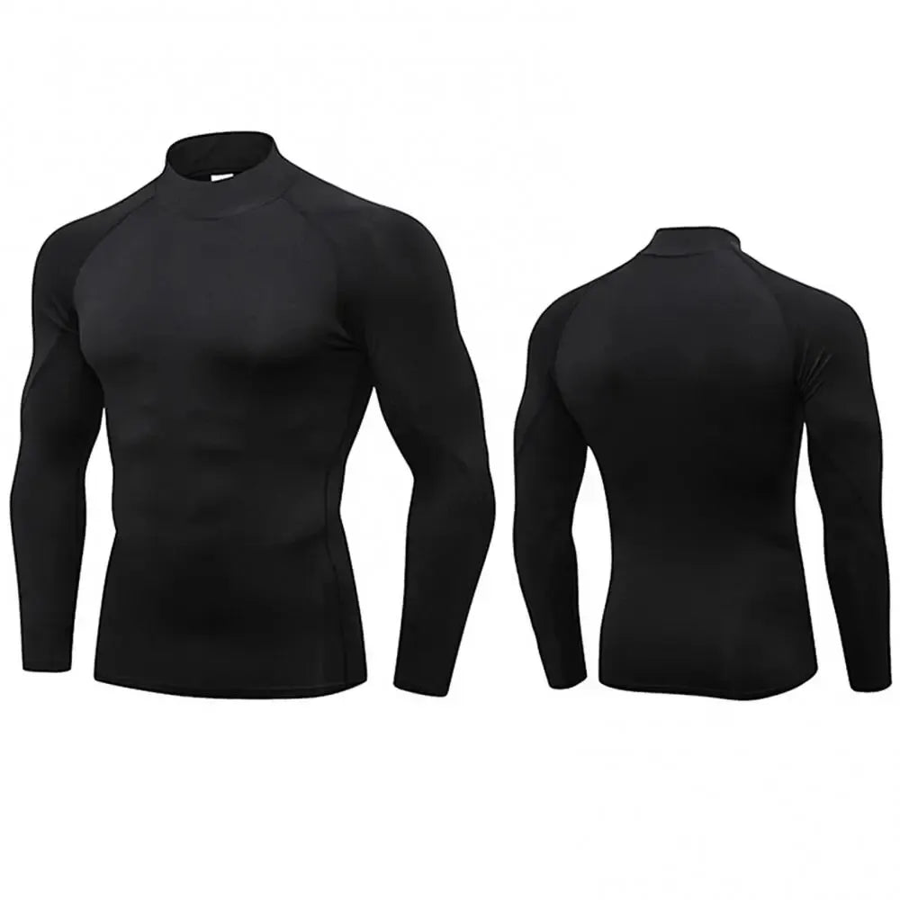 Schnelltrocknendes Kompressionsshirt mit Rollkragen und langen Ärmeln – figurbetont, atmungsaktiv und ideal für Sport oder Alltag.