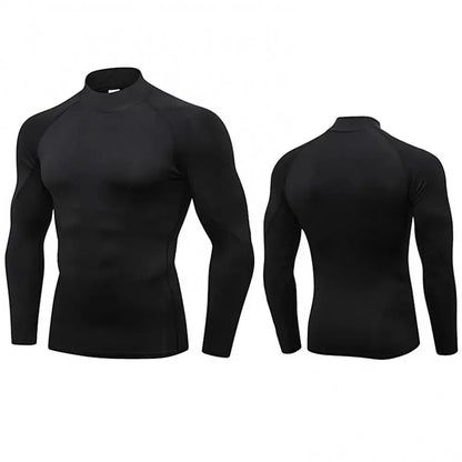 Schnelltrocknendes Kompressionsshirt mit Rollkragen und langen Ärmeln – figurbetont, atmungsaktiv und ideal für Sport oder Alltag.