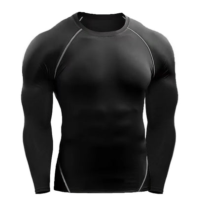 Elastisches Kompressionsshirt mit langen Ärmeln – figurbetont, atmungsaktiv und ideal für Training, Laufen oder Gym.