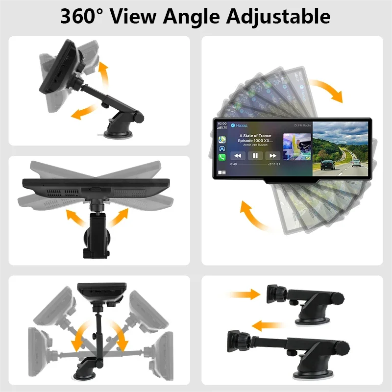 10,26" 4K Dashcam mit Rückspiegel-Display, Wireless CarPlay & Android Auto, GPS & Rückfahrkamera – Multimedia & Sicherheit in einem.
