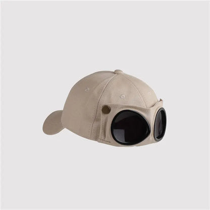 Aviator Baseball Cap mit integriertem Brillen-Design – auffälliger Unisex-Style für Sonne und Straße.