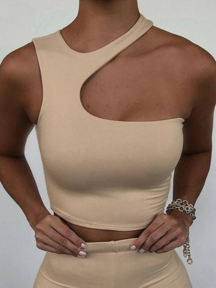 Schulterfreies Crop Top – Stylisches, figurbetontes Tanktop mit Cut-Out-Design für einen modernen Look