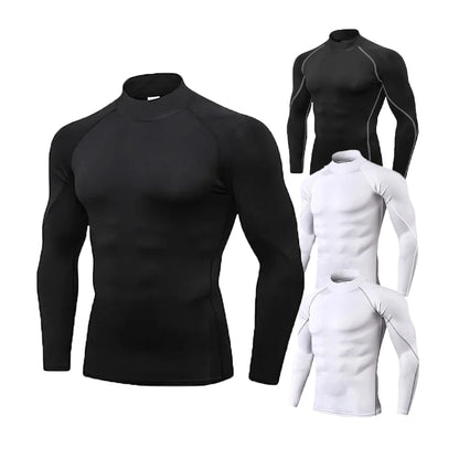 Schnelltrocknendes Kompressionsshirt mit Rollkragen und langen Ärmeln – figurbetont, atmungsaktiv und ideal für Sport oder Alltag.