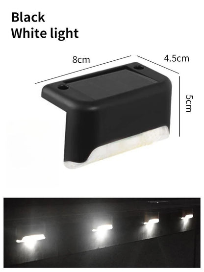 Wasserdichte Solar-LEDs für Treppen und Geländer – ideal für Terrasse, Zaun oder Wegbeleuchtung.