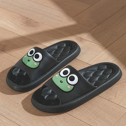 Rutschfeste Sommer-Slides mit Cartoon-Frosch-Design – weich, bequem und ideal für Strand, Bad oder Zuhause.