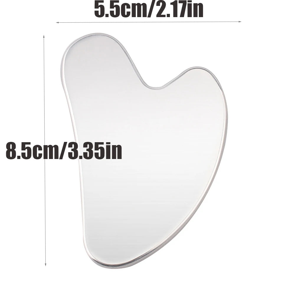 Gua Sha Schaber aus Edelstahl – für Gesicht und Körper, ideal zur Hautpflege, Entspannung und Detox-Massage zu Hause.
