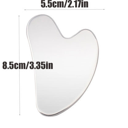 Gua Sha Schaber aus Edelstahl – für Gesicht und Körper, ideal zur Hautpflege, Entspannung und Detox-Massage zu Hause.