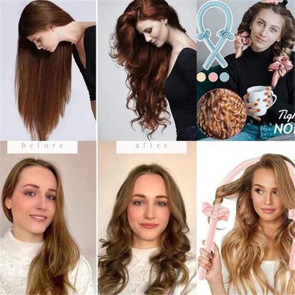 Satin-Lockenband-Set mit Haube – hitzefrei, weich und ideal für schonende Locken über Nacht ohne Stylingstress.