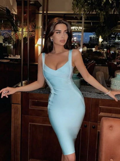 Rayon Bandage Kleid – Ärmelloses Bodycon-Kleid in Grün, Lila oder Pink, Elegantes Design für Cocktail & Party