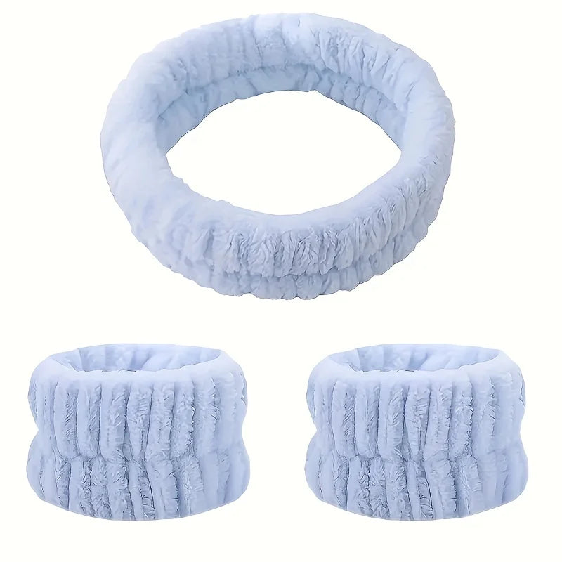Coral Velvet Facial High-elastic Makeup Hairband Face Wash Wristband Set - Face Wash, Facial Mask, Skin Care