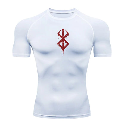 Kompressionsshirt mit Print und kurzen Ärmeln – schnelltrocknend, atmungsaktiv und perfekt für Gym, Training oder als Baselayer.
