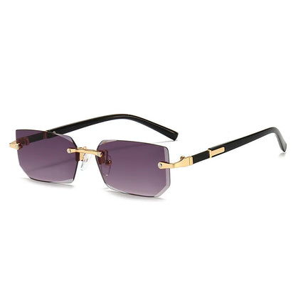 Modische randlose Rechteck-Sonnenbrille – unisex, leicht & stylisch, ideal für Sommer, Reisen oder trendige Alltagslooks.