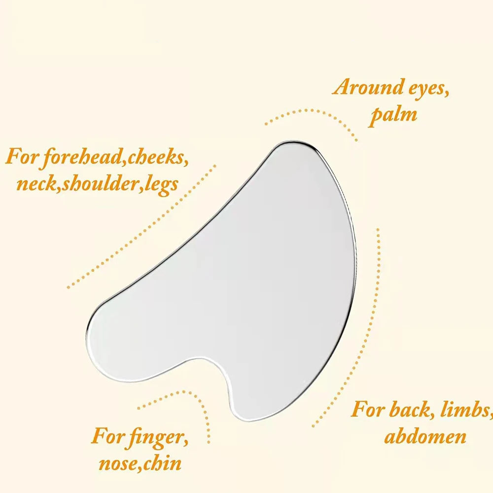 Gua Sha Schaber aus Edelstahl – für Gesicht und Körper, ideal zur Hautpflege, Entspannung und Detox-Massage zu Hause.