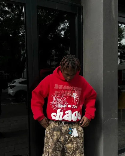 Y2K Hoodie & Sweatpants – Lockerer Harajuku-Sweater mit Print und Taschen im Hip-Hop-Punk-Stil