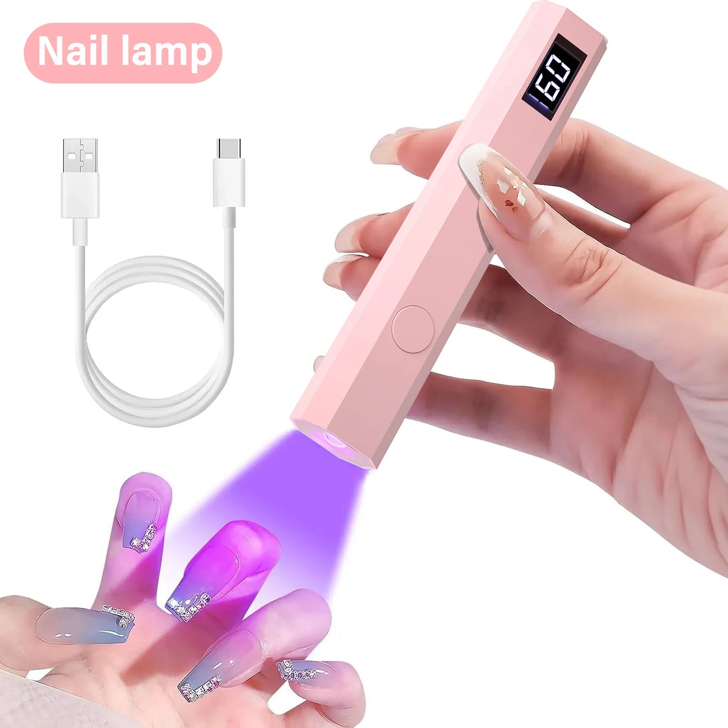 Tragbare Nageltrocknerlampe – Wiederaufladbare UV/LED-Lampe für alle Gel-Lacke, schnelles Trocknen per USB