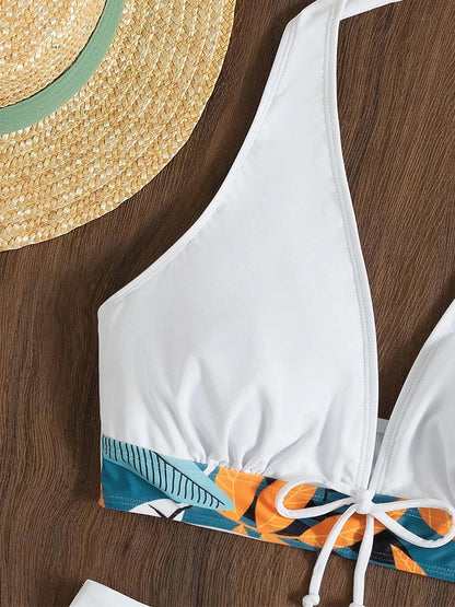 Halter-Bikini Set – Zweiteiliges High-Waist Design mit Print