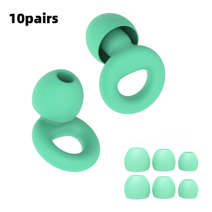 Bouchons d'oreilles en silicone avec réduction de bruit – insonorisés, confortables et idéaux pour nager, dormir ou pour un repos ininterrompu.