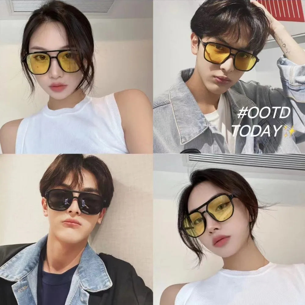 Oversized Square-Sonnenbrille im Studio-Aesthetic – stylisch, farbig & perfekt für auffällige Sommerlooks und Fashion-Statements.