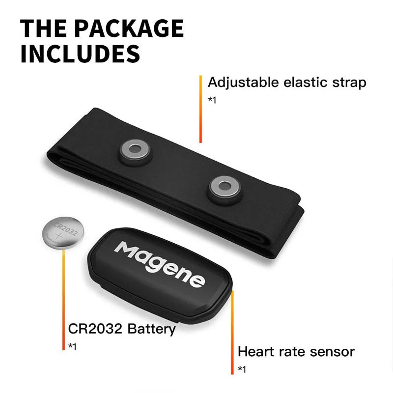 Magene H303 Herzfrequenzsensor mit Brustgurt – Bluetooth & ANT+, präzise Messung, ideal fürs Training mit App oder Radcomputer.