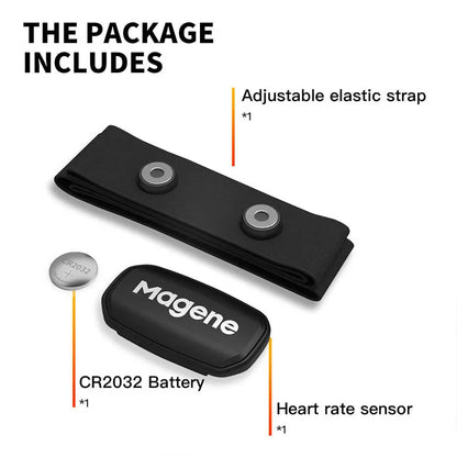 Magene H303 Herzfrequenzsensor mit Brustgurt – Bluetooth & ANT+, präzise Messung, ideal fürs Training mit App oder Radcomputer.