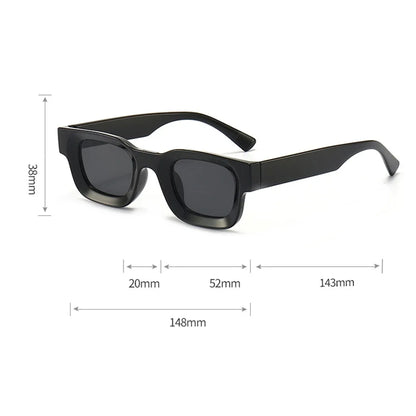 Retro-Punk Sonnenbrille mit kleinem Rechteckrahmen – unisex, UV400-Schutz und ideal für trendige Sommerlooks im Vintage-Stil.