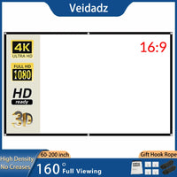 60–200 Zoll tragbare faltbare Projektorleinwand, hohe Dichte, weiß, faltenfrei, weich, 16:9 für innen & außen