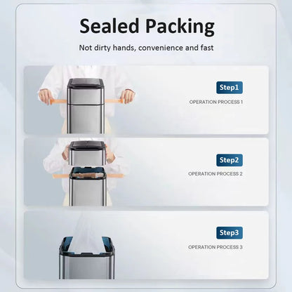 Automatischer Mülleimer aus Edelstahl mit Sensor – 15–20L Fassungsvermögen, geruchsdicht und perfekt für Küche oder Bad.