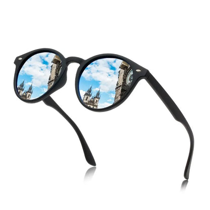 Klassische runde Polarisations-Sonnenbrille im Vintage-Design – unisex, UV400-Schutz, ideal für Reisen, Autofahren & stylische Alltagslooks.
