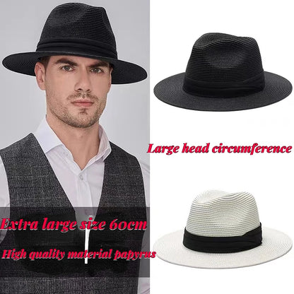 Großer Panama-Strohhut mit breiter Krempe – unisex, luftig und ideal für Sommer, Strand & UV-Schutz mit stilvollem Fedora-Design.