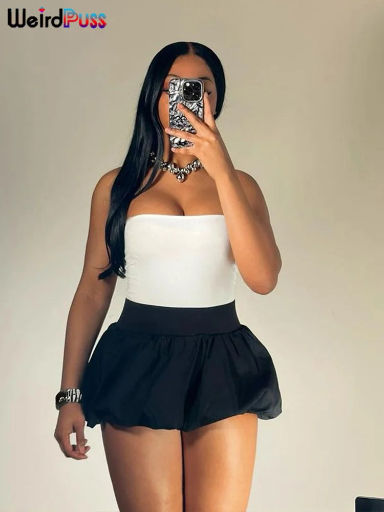 Ballon-Minirock – Trendiger Y2K-Rock mit Taillenbund im ausgefallenen Streetwear-Stil