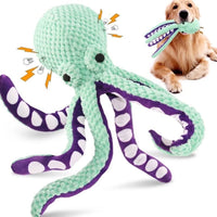 Plüsch-Oktopus Hundespielzeug mit Geräuschfunktion – robust, interaktiv und ideal als Spiel- und Kuschelpartner gegen Langeweile.