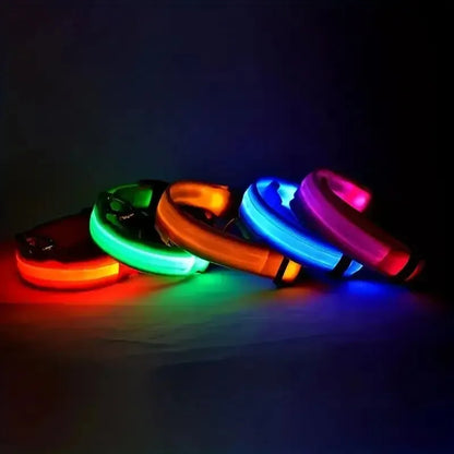 Leuchtende LED-Hundeleine – Sicherheits-Nylon-Halsband mit Glow-in-the-Dark Effekt