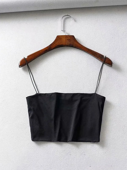 Elastisches Crop-Cami aus Baumwolle – ärmellos, bequem und perfekt für leichte Sommerlooks oder den Alltag.