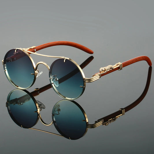 Vintage-Sonnenbrille mit runder Form & Doppelsteg – unisex, in verschiedenen Farben, stylisch & perfekt für Retro-Looks mit Luxus-Touch.