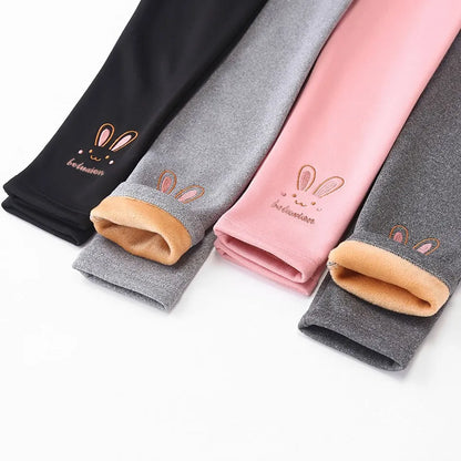 Kinder Thermo-Leggings – Weiche Fleece-Leggings mit Hasenmotiv für Mädchen, warm und modisch