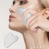 Gua Sha Schaber aus Edelstahl – für Gesicht und Körper, ideal zur Hautpflege, Entspannung und Detox-Massage zu Hause.
