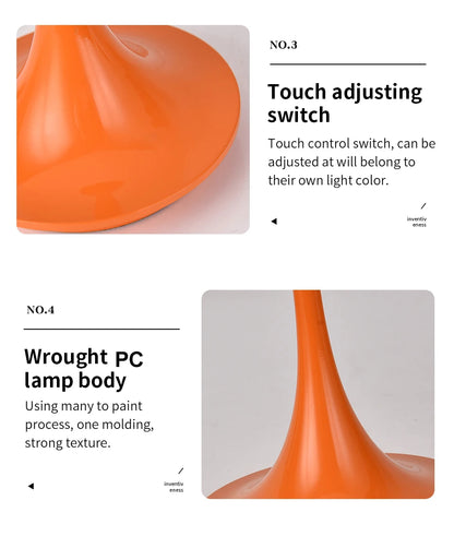 Kompakte Pilz-Tischlampe mit USB-Ladung & Touch-Dimmung – blütenknospenförmiges Design, ideal als dekoratives Nachtlicht im Schlafzimmer.