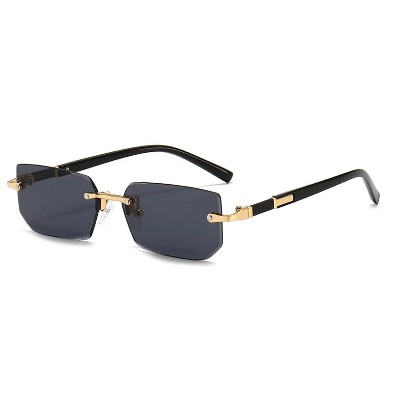 Modische randlose Rechteck-Sonnenbrille – unisex, leicht & stylisch, ideal für Sommer, Reisen oder trendige Alltagslooks.