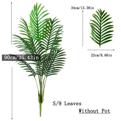 Große Künstliche Palme 90–120 cm – Tropische Deko-Pflanze mit Monstera-Blättern für Zuhause und Garten