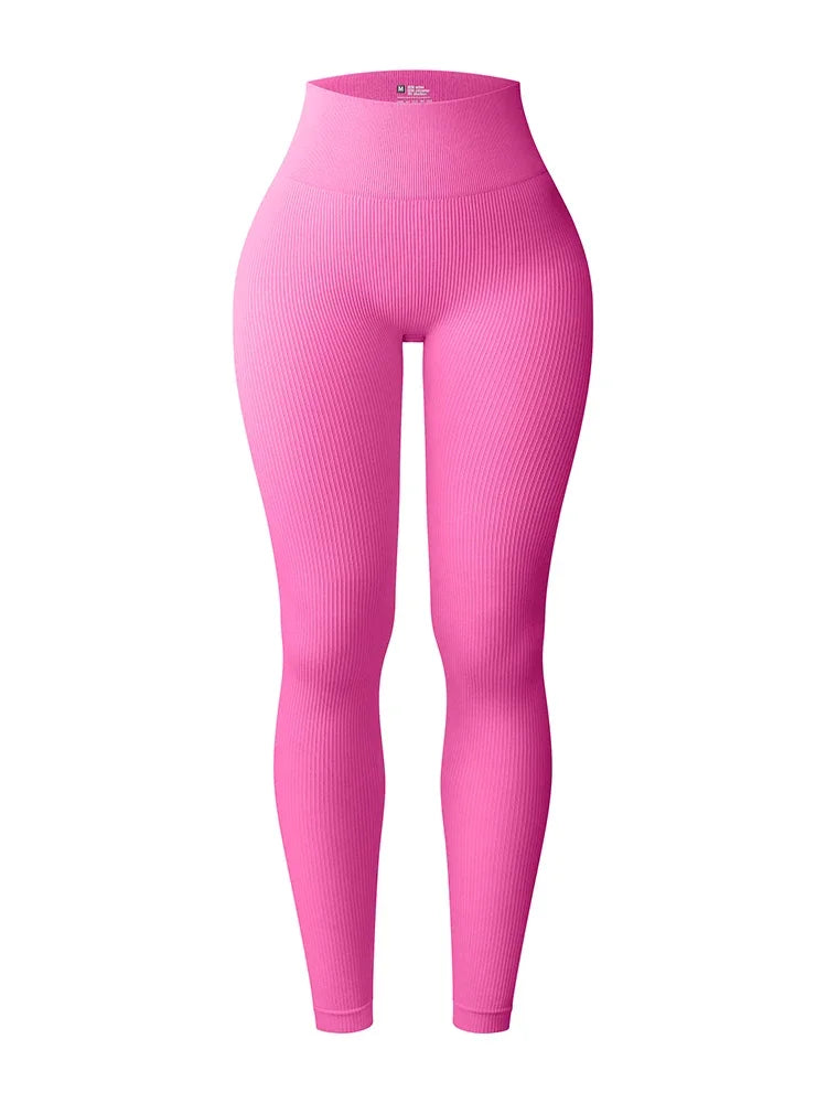 Nahtlose Sportleggings – Hochtailliert mit figurformendem Design und elastischem Rippmaterial