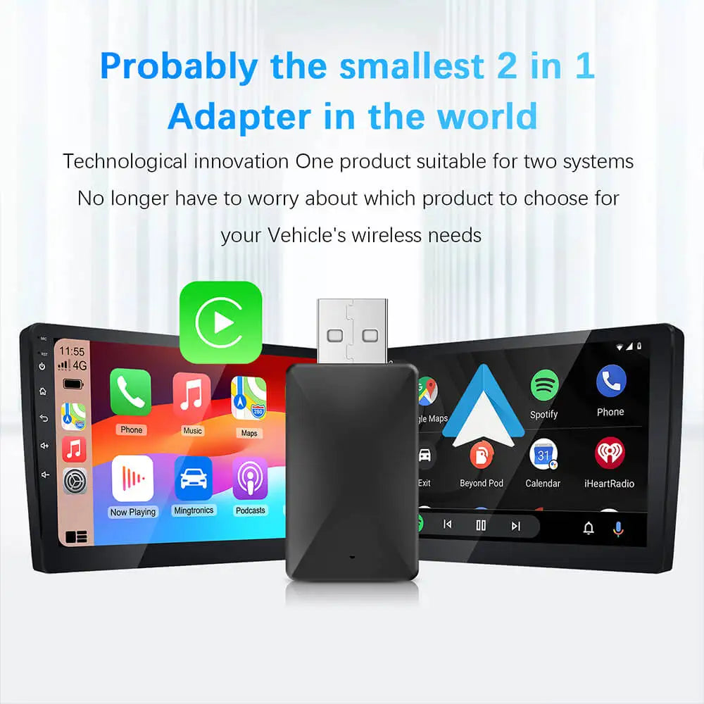 Kabelloser CarPlay & Android Auto Adapter – Mini-Box, Plug-and-Play, schnelle Verbindung per WLAN, passend für Toyota & mehr.